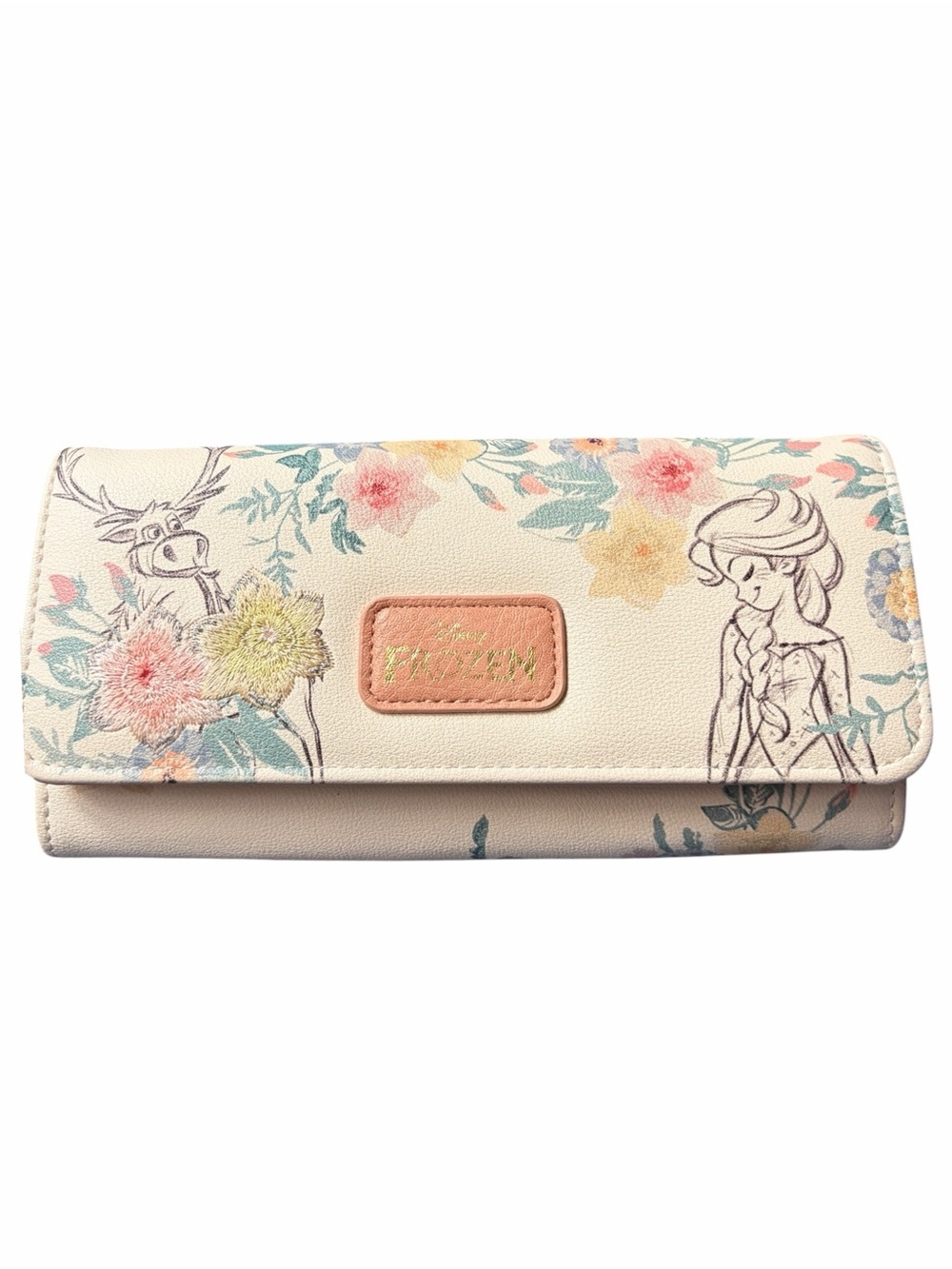 Loungefly Disney’s Frozen Sketch Trifold Wallet with Embroidered Pastel Florals